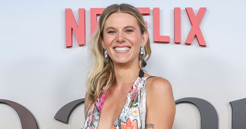 Hannah Pilkes smiles at the red carpet premiere of Netflix sitcom Leanne.