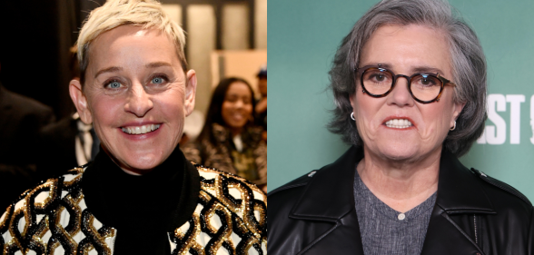 Split photo of Ellen DeGeneres and Rosie O'Donnell