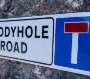 The Daddyhole Road sign.