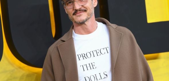 Pedro Pascal wearing a 'protect the dolls' T-shirt.