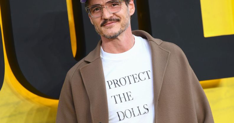 Pedro Pascal wearing a 'protect the dolls' T-shirt.
