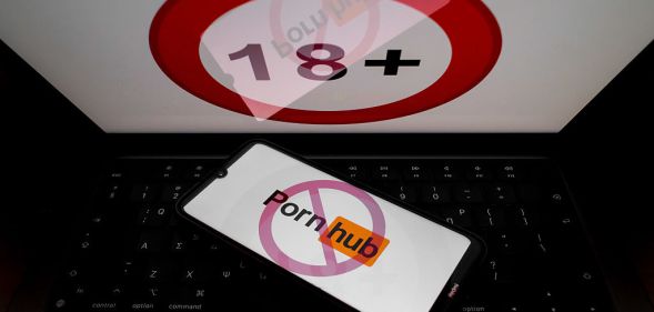 Pornhub logo and 18+ sign