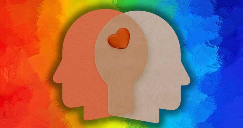 Two abstract human profiles.