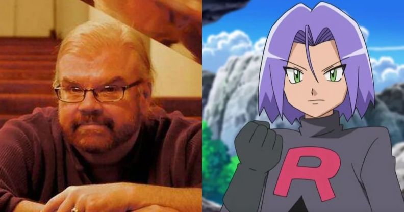 On the left, voice actor James Carter Cathcart. On the right, James in Pokemon.