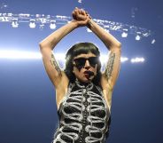 Lady Gaga performs during the opening night of the Mayhem Ball in Las Vegas.