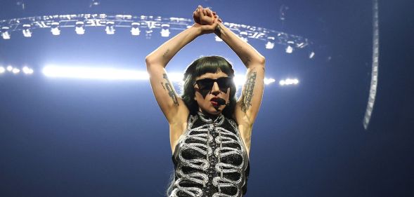Lady Gaga performs during the opening night of the Mayhem Ball in Las Vegas.