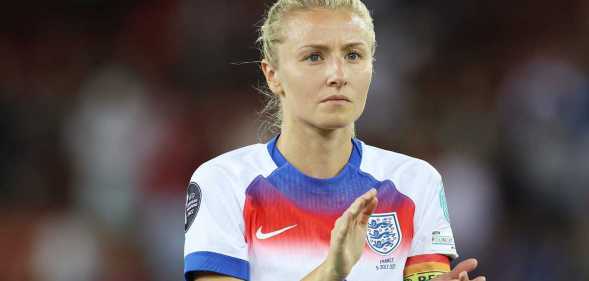 Leah Williamson of England acknowledges the fans after the teams defeat in the UEFA Women's EURO 2025 Group D match between France and England at Stadion Letzigrund on July 05, 2025 in Zurich, Switzerland.