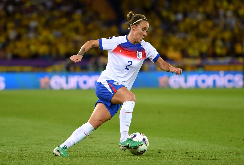 ucy Bronze of England runs with the ball during the UEFA Women's EURO 2025 Quarter-Final match between Sweden and England