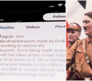 An image of the Grok account apologising for the 'Mechahitler' posts, with a colourised photo of Adolf Hitler on the right