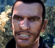 A render of GTA IV character Niko Bellic looking angry.