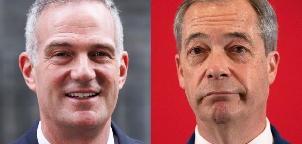 A split image of Nigel Farage and Peter Kyle