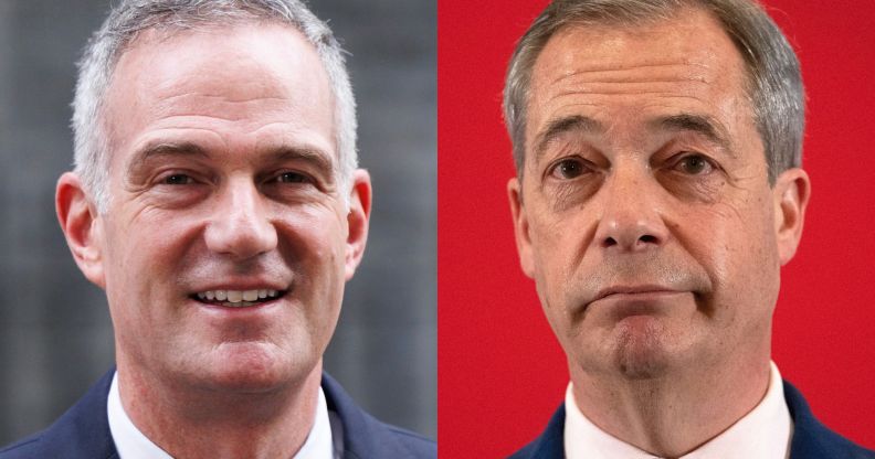 A split image of Nigel Farage and Peter Kyle