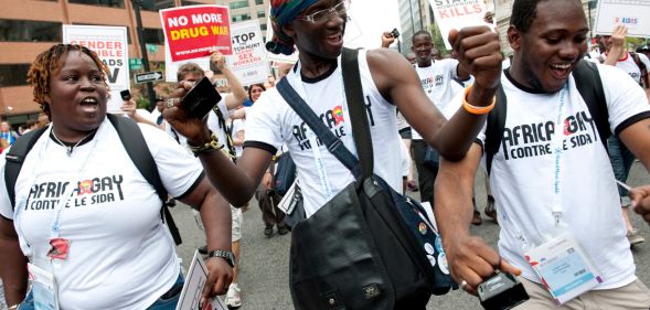 Protestors in Saint Lucia condemning the nation's homosexuality laws in 2012.