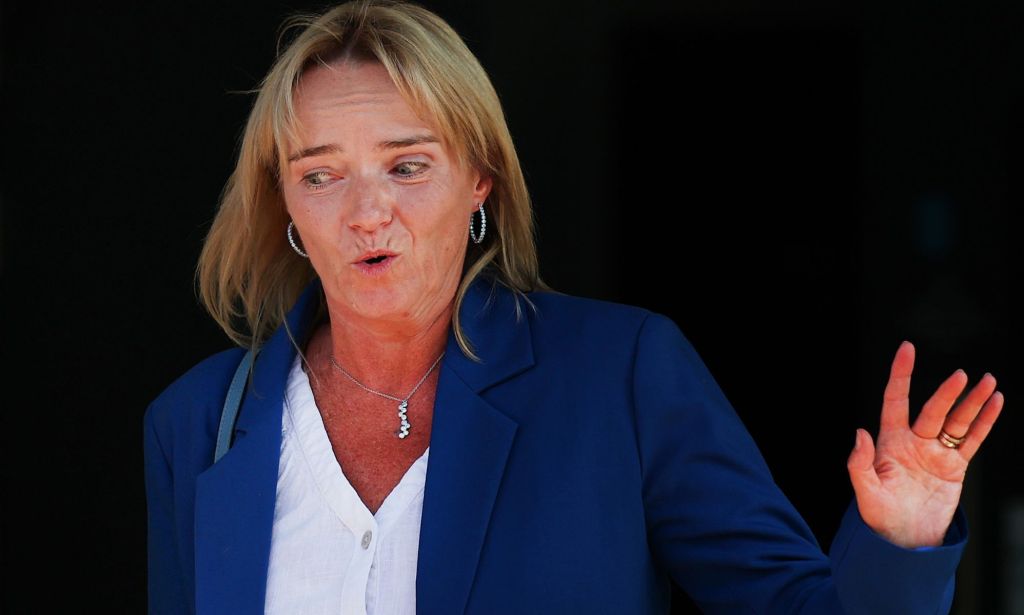 Sandie Peggie leaving the courthouse.