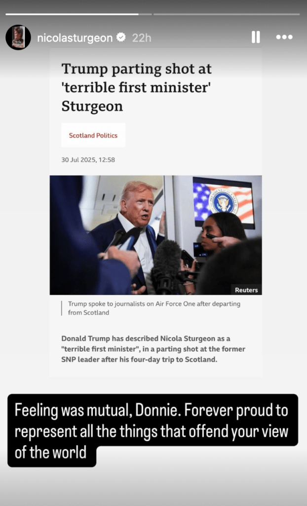 Nicola Sturgeon responded perfectly to Trump. 