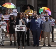 Black activists have gathered outside the Texas State Capitol to protest anti-trans legislation