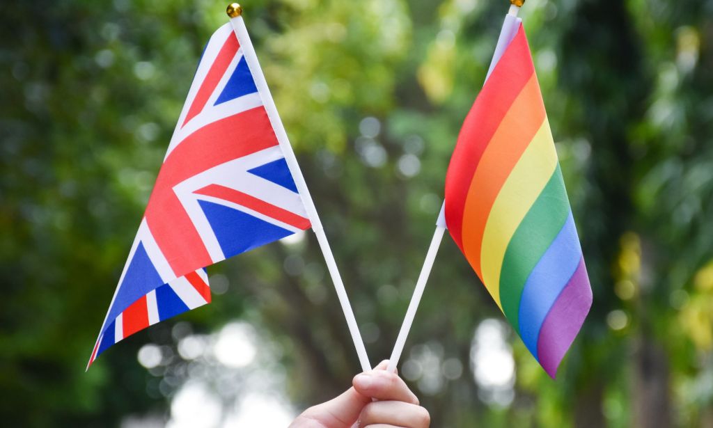 Someone holding two flags.