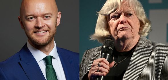 A split image of Jonathan Hinder and Ann Widdecombe.