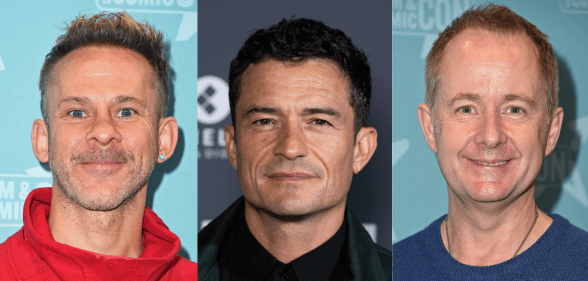 A throwback image of Lord of the Rings stars Dominic Monaghan, Orlando Bloom and Billy Boyd.