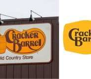 A view of a Cracker Barrel Old Country Store sign and logo at their restaurant in Bloomsburg.