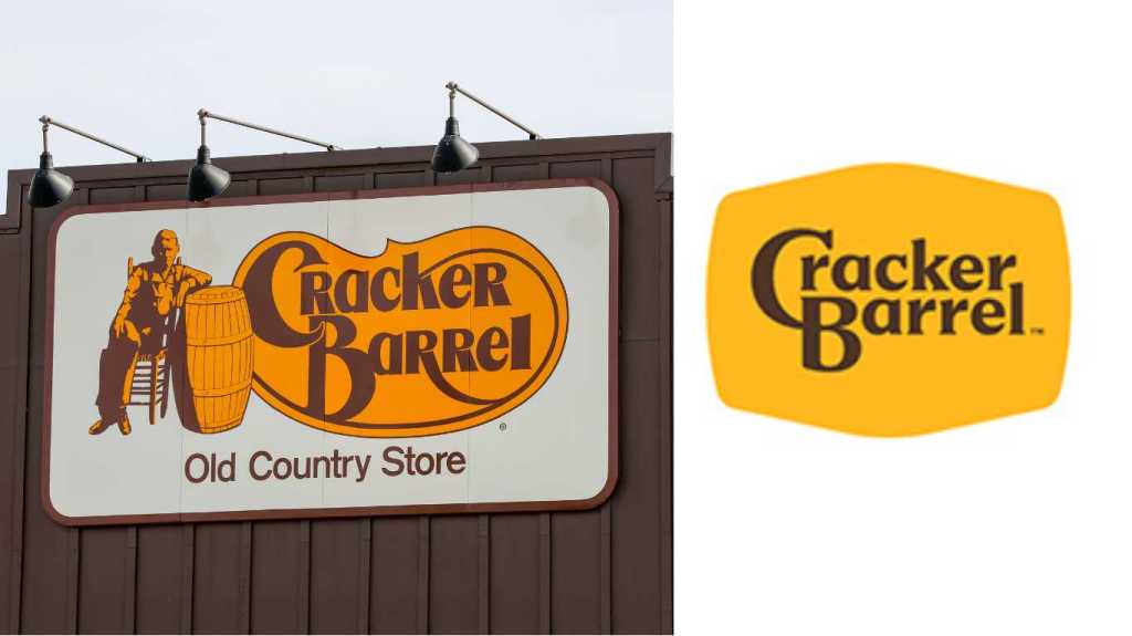 A view of a Cracker Barrel Old Country Store sign and logo at their restaurant in Bloomsburg.