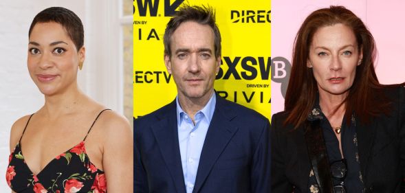 An image composite of Cush Jumbo, Matthew Macfadyen, and Michelle Gomez