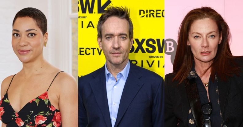 An image composite of Cush Jumbo, Matthew Macfadyen, and Michelle Gomez