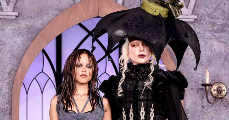 Jenna Ortega and Lady Gaga attend the Netflix x Spotify Wednesday season two Graveyard Gala.