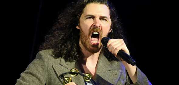 Hozier performs onstage during Leeds Festival at Bramham Park on 23 August, 2025 in Leeds, England.