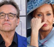(L-R) a split image of Chris Columbus and JK Rowling.