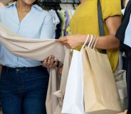 A shop assistant and a customer.