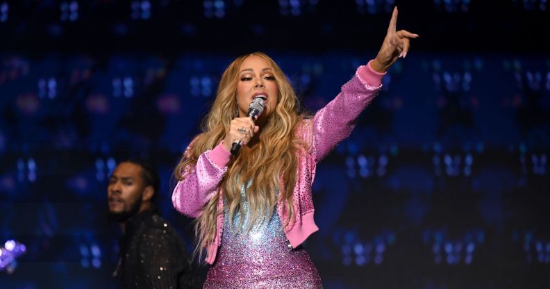 Mariah Carey wore a dress in the colours of the trans Pride flag at Brighton Pride.