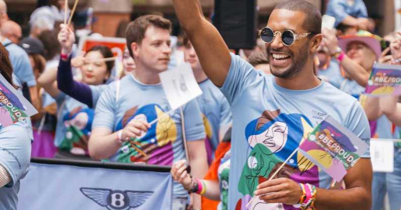 Michael Gunning marched with Bentley’s BeProud network at Manchester Pride in remembrance of the victims of the 2017 arena bombing, which he survived.