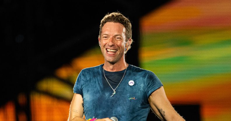 LONDON, ENGLAND - AUGUST 22: (EDITORIAL USE ONLY) Chris Martin of Coldplay performs onstage during a concert at Wembley Stadium on August 22, 2025 in London, England. (Photo by Samir Hussein/WireImage)