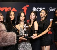 Megan Skiendiel, Manon Bannerman, Daniela Avanzini, Yoonchae Jeong, Sophia Laforteza and Lara Raj of Katseye.