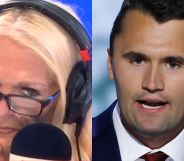 A split image of Vanessa Feltz on the left and Charlie Kirk on the right.