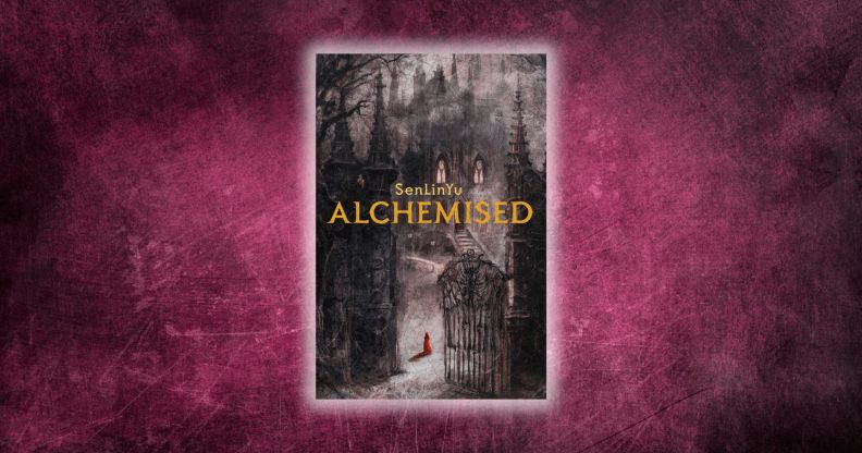The cover for SenLinYu's novel Alchemised against a dark pink background.