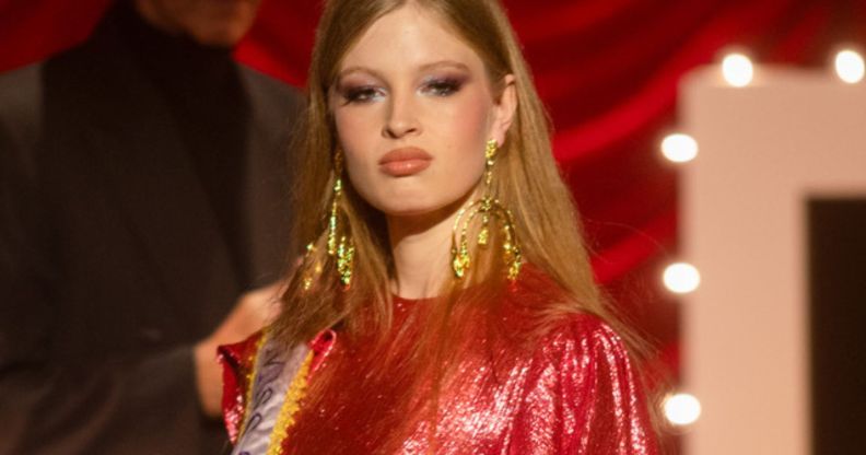 Vivian Jenna Wilson in a red gown during the event.