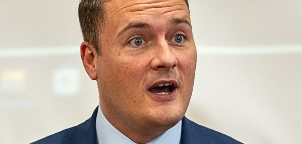 Wes Streeting pictured with his mouth open.