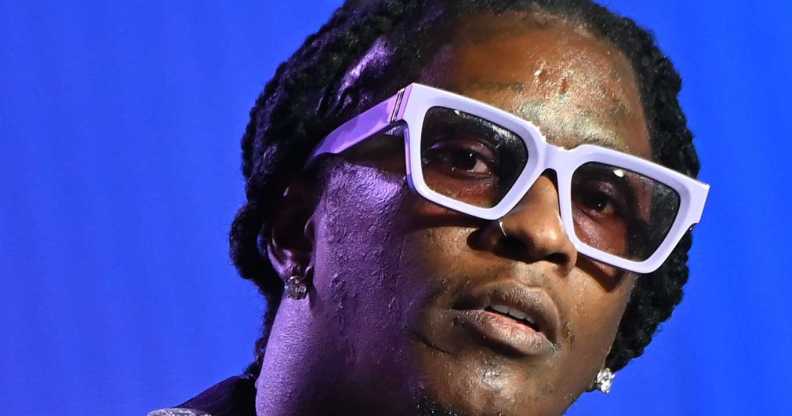 Rapper Young Thug speaks onstage at the 2021 REVOLT Summit at 787 Windsor on November 13, 2021 in Atlanta, Georgia.