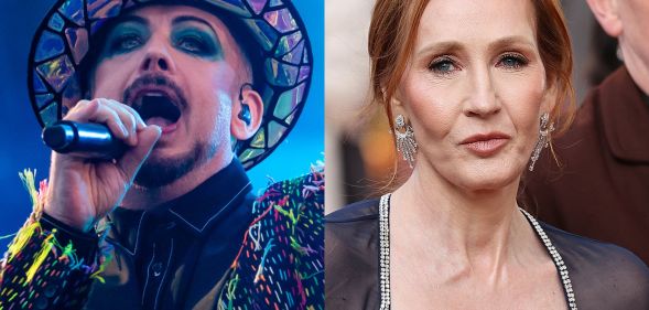 A split image of Boy George (left) and JK Rowling (right).