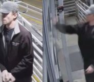 A split image of the suspect who vandalised an LGBTQ+ community centre in Denver Colorado.
