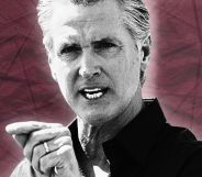 An edited photo of Gavin Newsom.