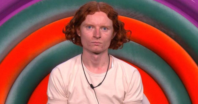 George in the Big Brother diary room looking very serious.