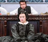 Jinx Monsoon and Kumail Nanjiani in the Broadway production of Oh Mary!