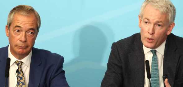 MP Danny Kruger of East Wiltshire announces his defection from the Conservatives to Reform UK at a press conference hosted by Reform UK leader Nigel Farage.