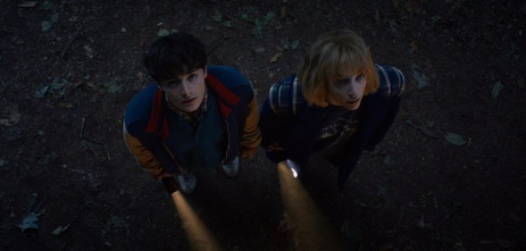 Noah Schnapp as Will and Maya Hawke as Robin.