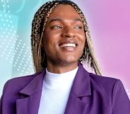 A trans person on an edited Canva picture.