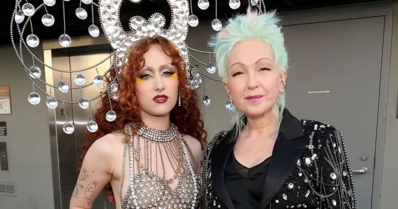 Chappell Roan and Cyndi Lauper arrive at the GBK Brand Bar & Meals On Me Backstage Lounge At The Rock & Roll Hall Of Fame at Peacock Theater on November 08, 2025 in Los Angeles, California.