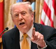 President Donald Trump snapped at a reporter after they asked about the Epstein files.